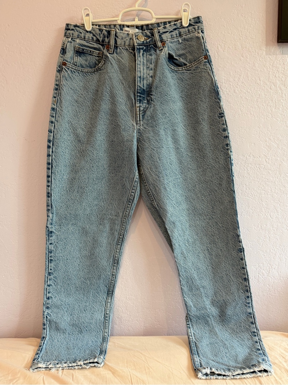 Zara Light Wash High Waisted Mom fit Jeans